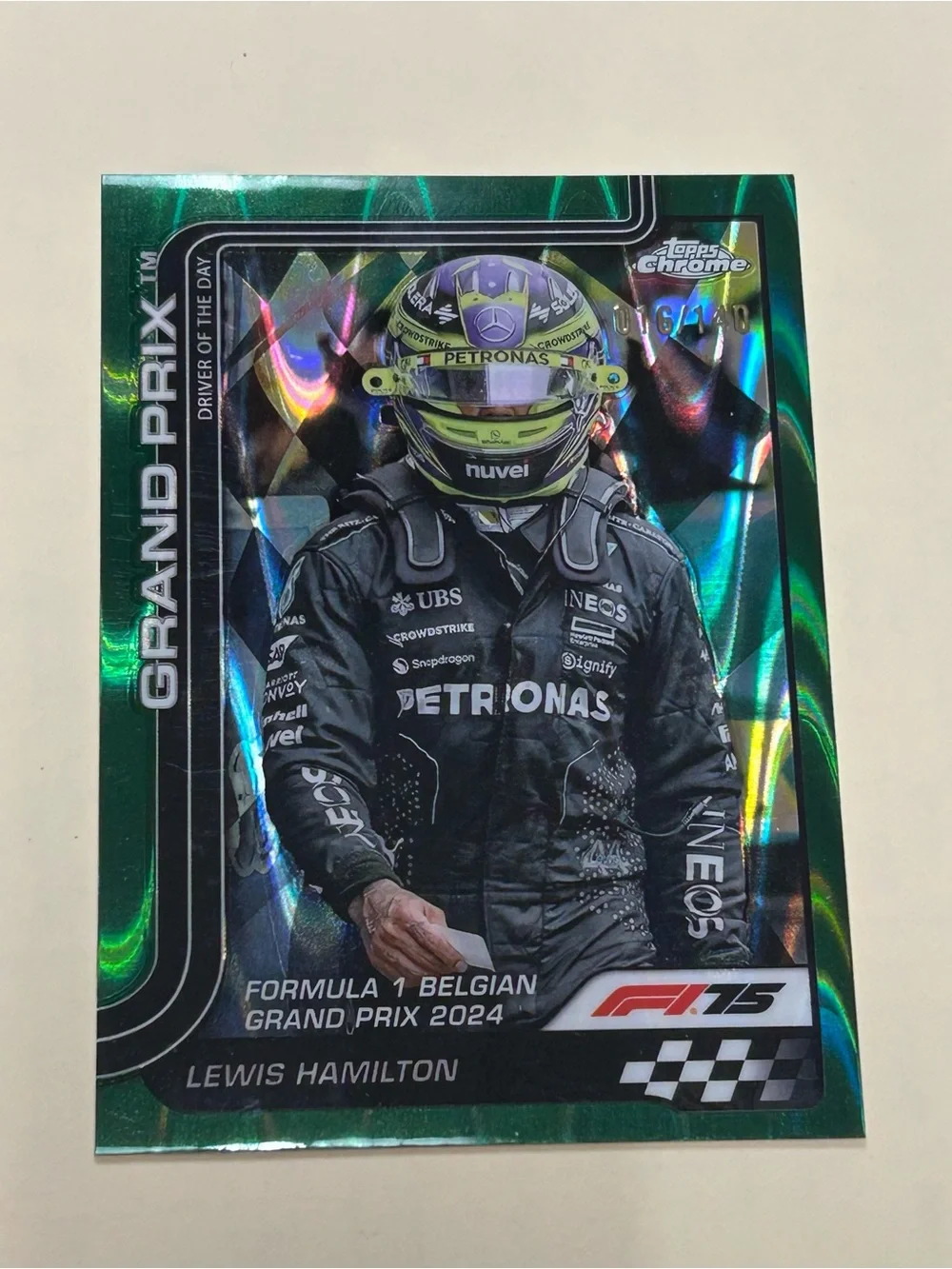 Topps Chrome Green Lewis Hamilton Grand Prix Trading Card